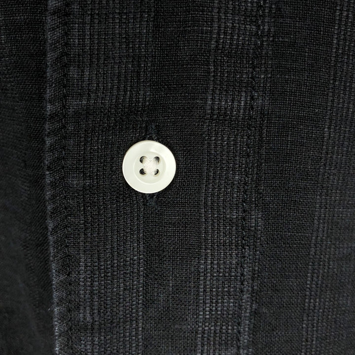2000'S Banana Republic short-sleeved open-collar linen box shirt, men's size M linen black type Vintage Second Hand