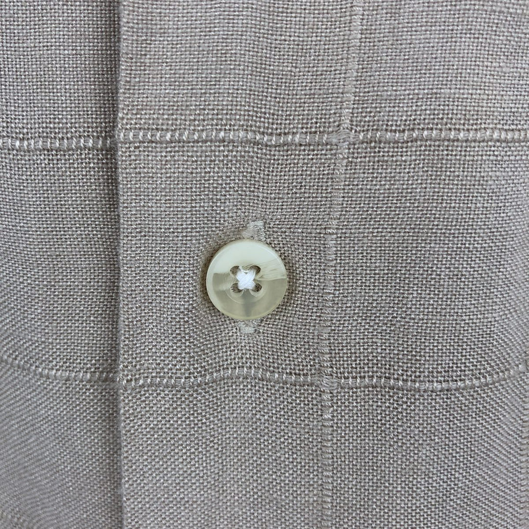 DOCKERS RECODE Check Pattern Short-Sleeve Open Collar Rayon x Linen Shirt, Boxy Shirt, Men's XL Equivalent linen Beige type Vintage Second Hand