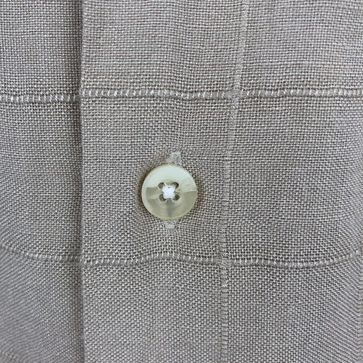 DOCKERS RECODE Check Pattern Short-Sleeve Open Collar Rayon x Linen Shirt, Boxy Shirt, Men's XL Equivalent linen Beige type Vintage Second Hand