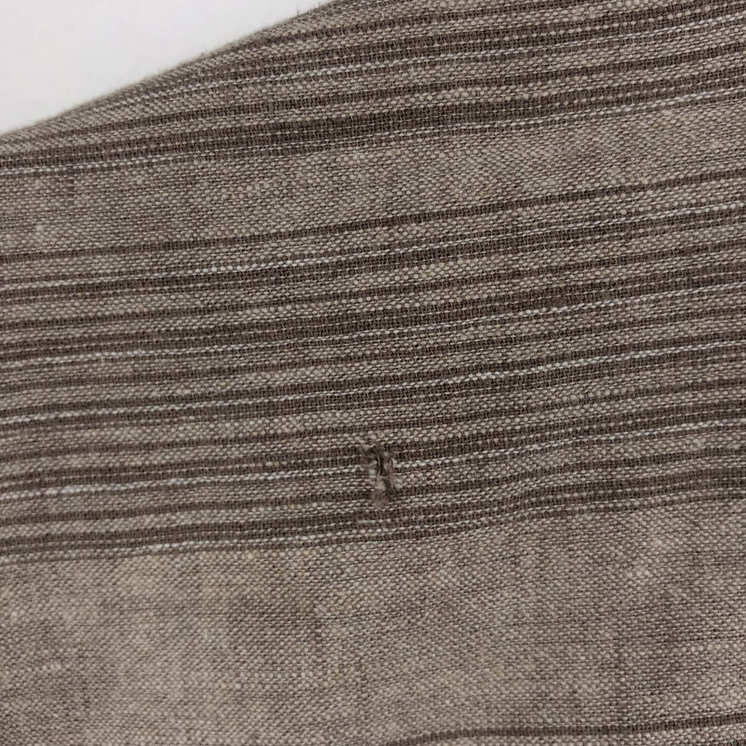 90s-00'S Calvin Klein Jeans Multi-stripe Short-sleeved Open-collar Linen x Cotton Box Shirt linen Beige type Vintage Second Hand