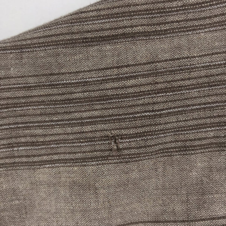 90s-00'S Calvin Klein Jeans Multi-stripe Short-sleeved Open-collar Linen x Cotton Box Shirt linen Beige type Vintage Second Hand