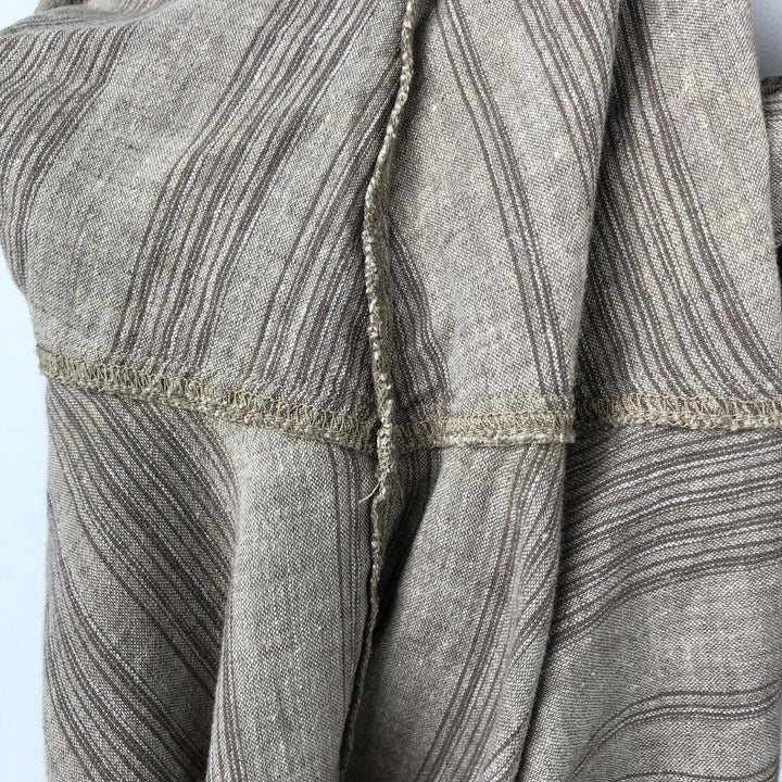 90s-00'S Calvin Klein Jeans Multi-stripe Short-sleeved Open-collar Linen x Cotton Box Shirt linen Beige type Vintage Second Hand
