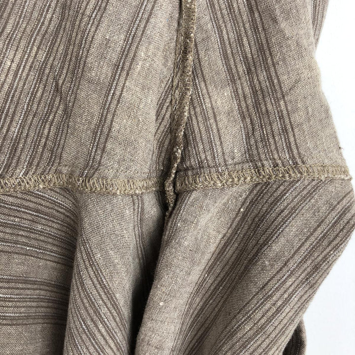90s-00'S Calvin Klein Jeans Multi-stripe Short-sleeved Open-collar Linen x Cotton Box Shirt linen Beige type Vintage Second Hand