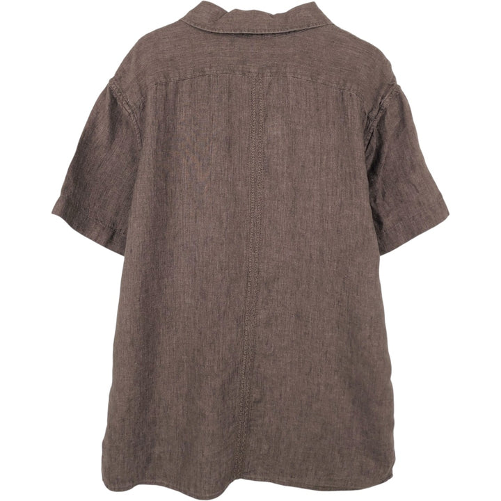 Banana Republic Short-Sleeve Open-Collar Linen Shirt, Boxy Fit, Men's Size M linen brown type Vintage Second Hand