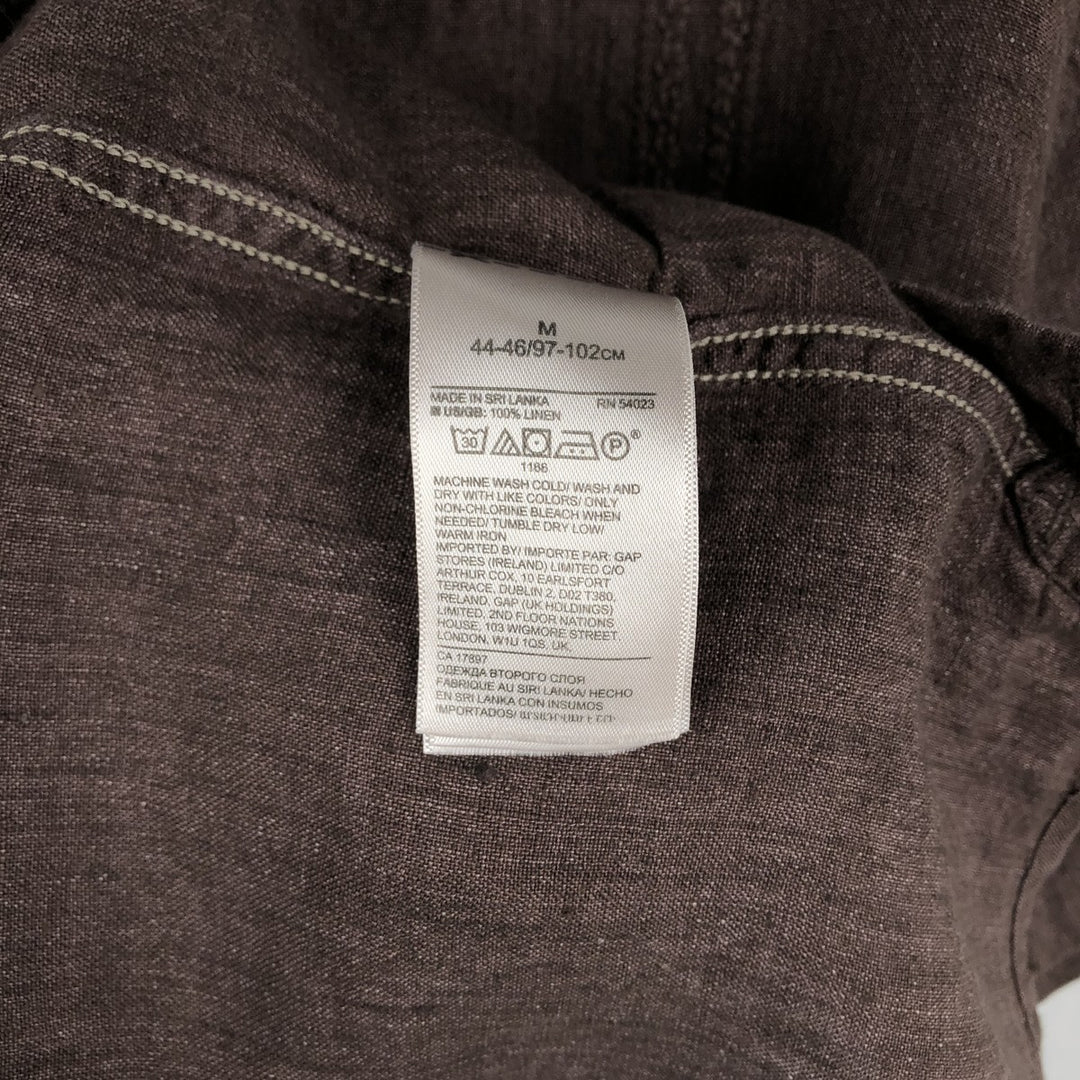 Banana Republic Short-Sleeve Open-Collar Linen Shirt, Boxy Fit, Men's Size M linen brown type Vintage Second Hand