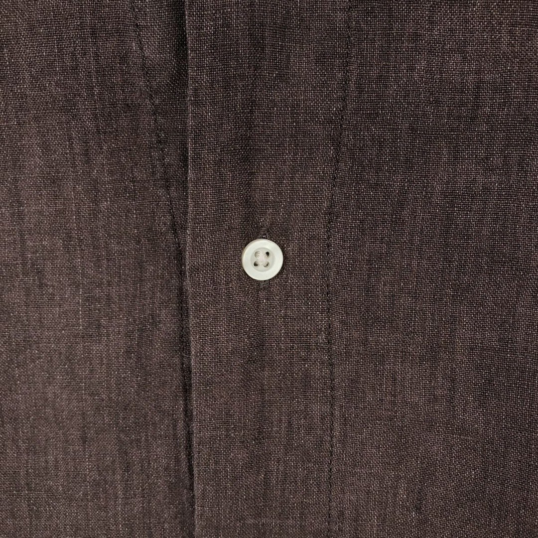 Banana Republic Short-Sleeve Open-Collar Linen Shirt, Boxy Fit, Men's Size M linen brown type Vintage Second Hand