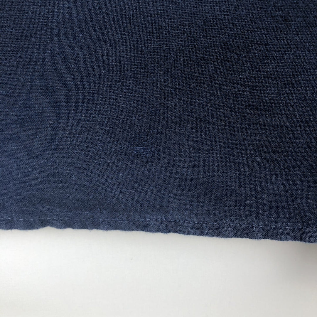 Banana Republic Short-Sleeve Open-Collar Linen x Cotton Box Shirt (Men's Size L) linen navy blue type Vintage Second Hand