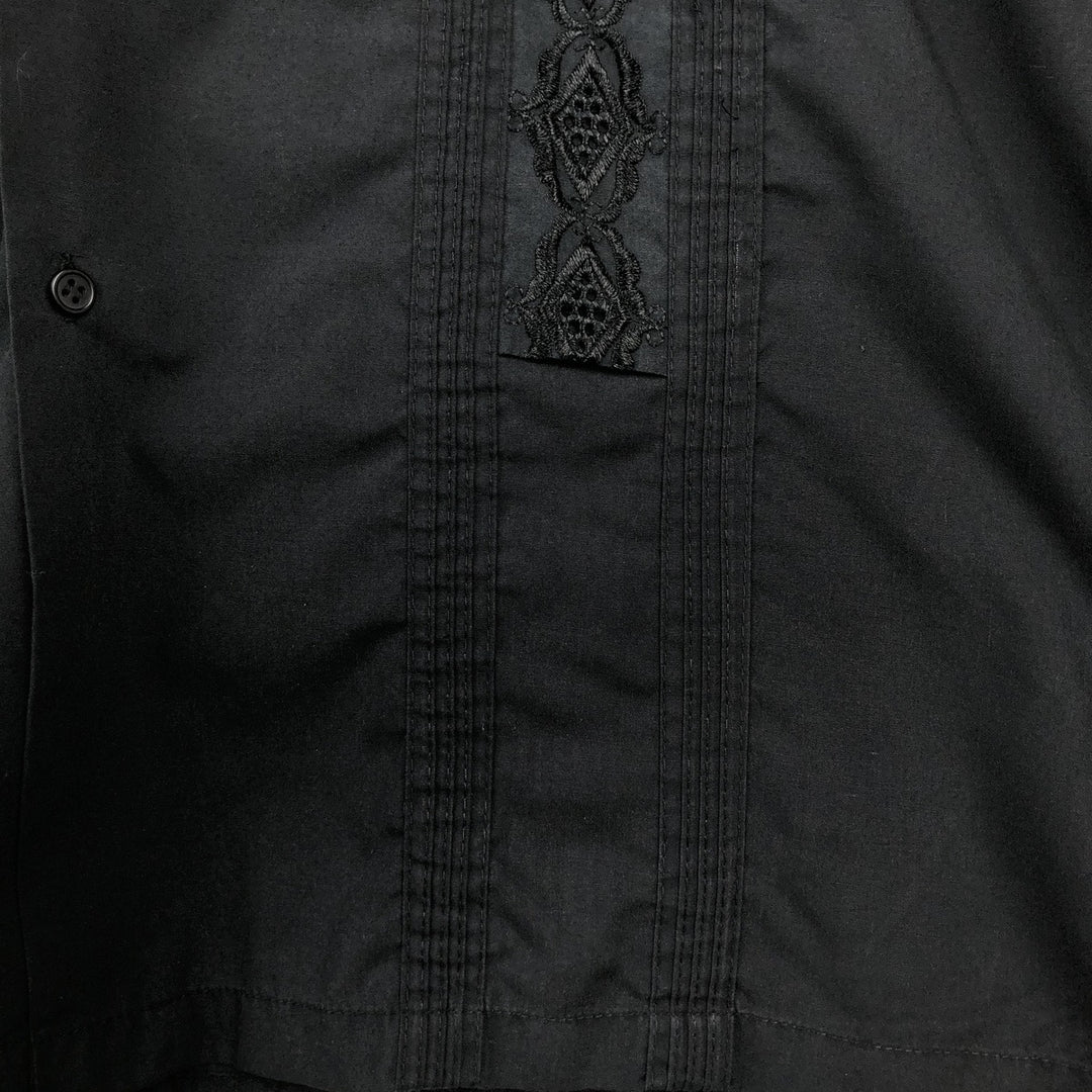 Chic Elegant Short-Sleeve Mexican Shirt, Cuban Shirt, Boxy Shirt, Men's Size XL polyester black type Vintage Second Hand