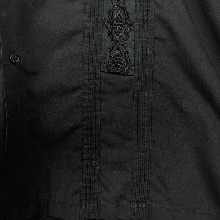 Chic Elegant Short-Sleeve Mexican Shirt, Cuban Shirt, Boxy Shirt, Men's Size XL polyester black type Vintage Second Hand