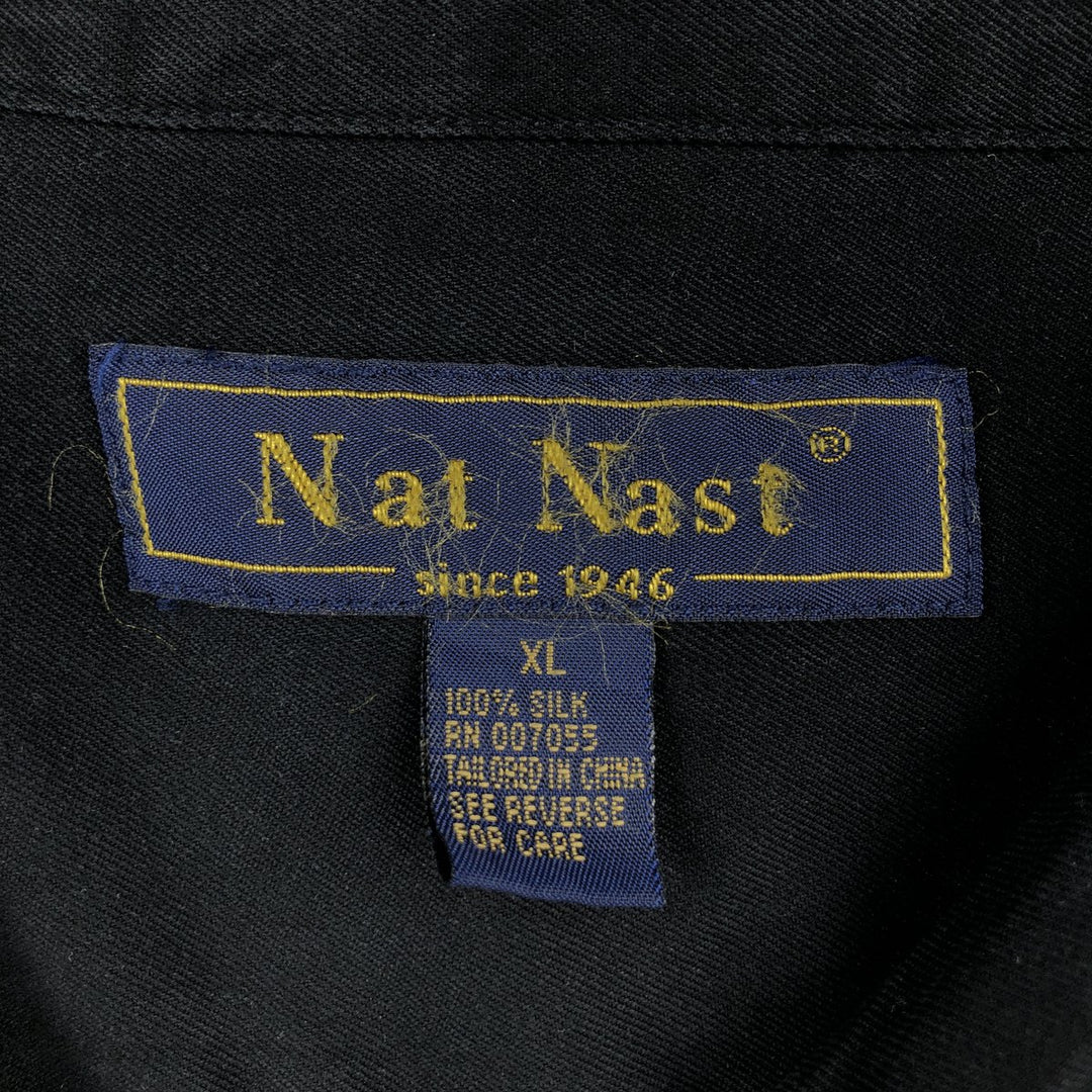 90s-00'S Nat Nast Two-Tone Short-Sleeve Open-Collar Silk Box Shirt - Men's XL (approx.) Vintage silk black type Vintage Second Hand
