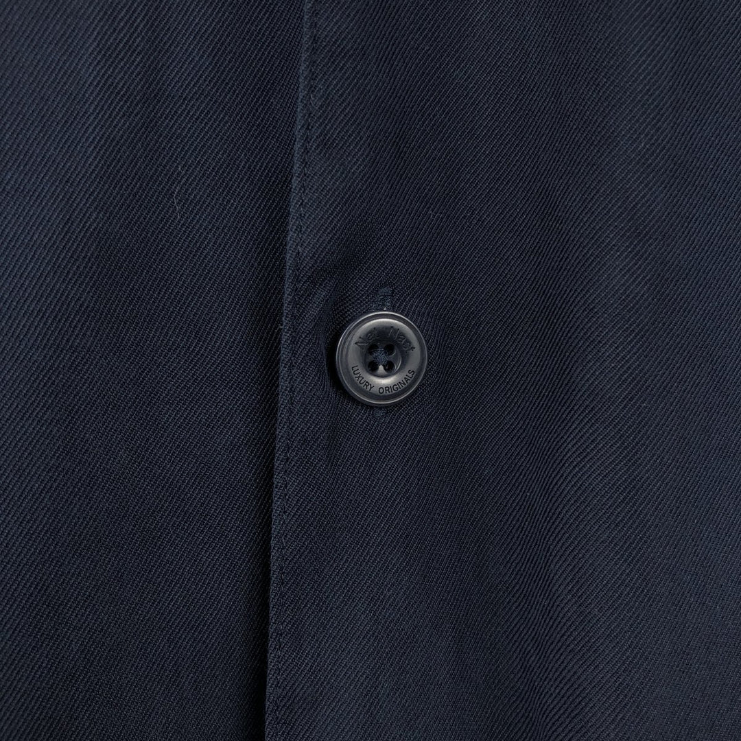 90'S Nat Nast Open Collar Short Sleeve Two-Tone Shirt, Boxy Shirt, Men's XL (approx.), Vintage silk navy blue type Vintage Second Hand