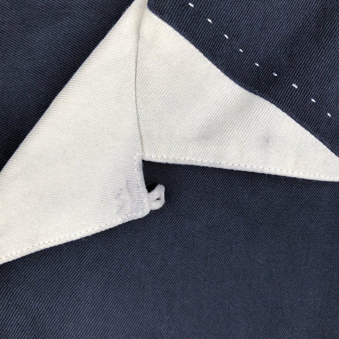 90'S Nat Nast Open Collar Short Sleeve Two-Tone Shirt, Boxy Shirt, Men's XL (approx.), Vintage silk navy blue type Vintage Second Hand