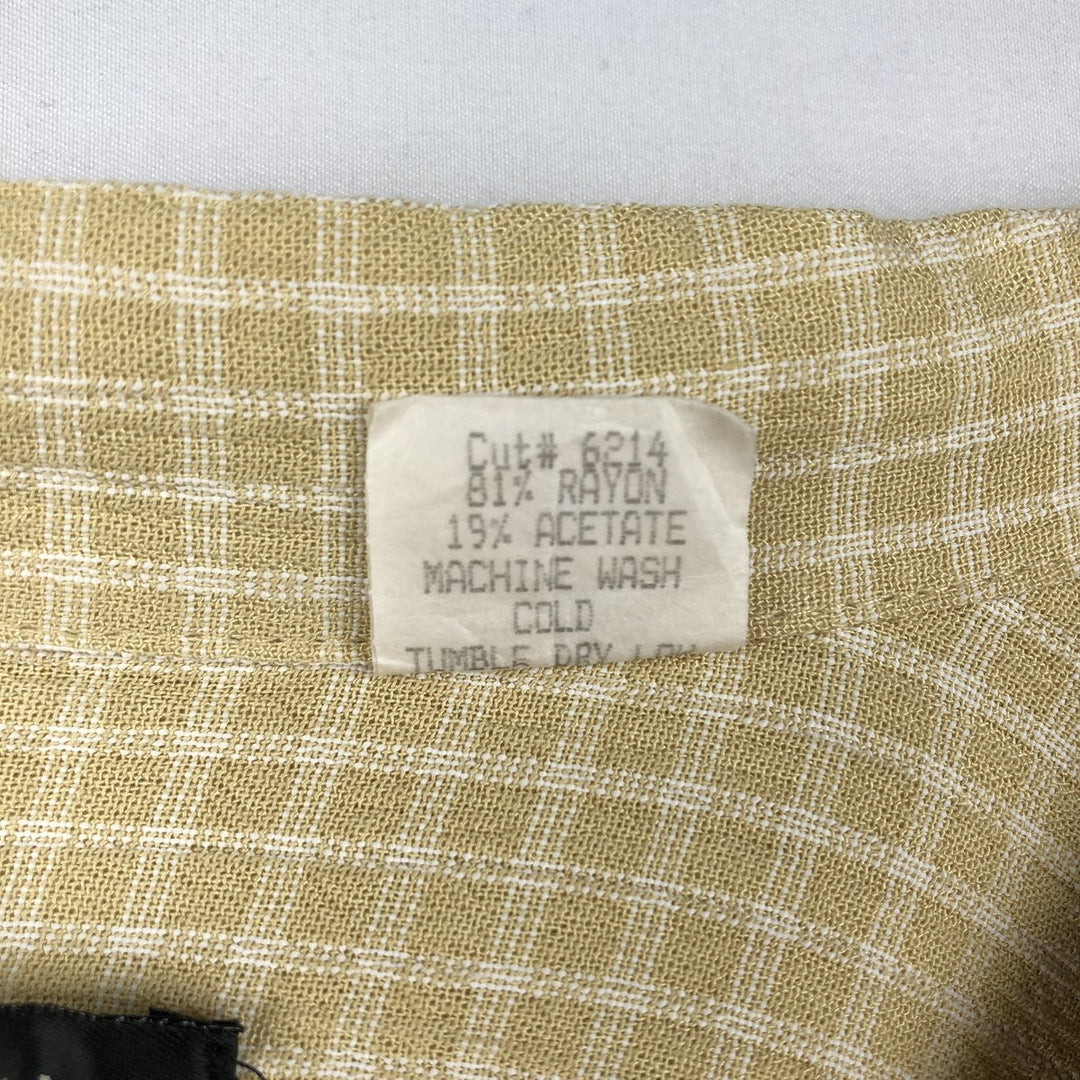 DIRECTION Check Pattern Short-Sleeve Open Collar Rayon Shirt, Boxy Shirt, Made in USA, Men's Size L Rayon yellow type Vintage Second Hand