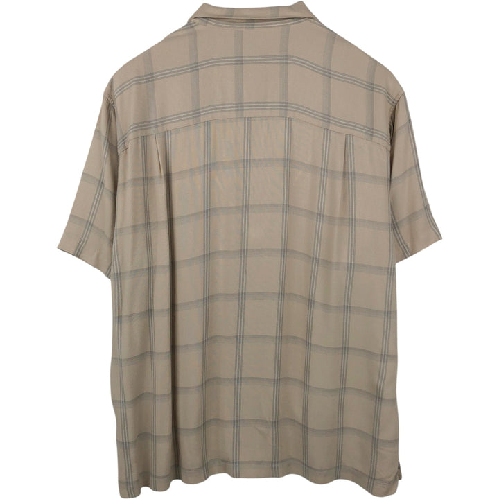 Arrow Check Pattern Short-Sleeve Open Collar Shirt, Boxy Shirt, Men's XL Equivalent Bamboo Beige type Vintage Second Hand