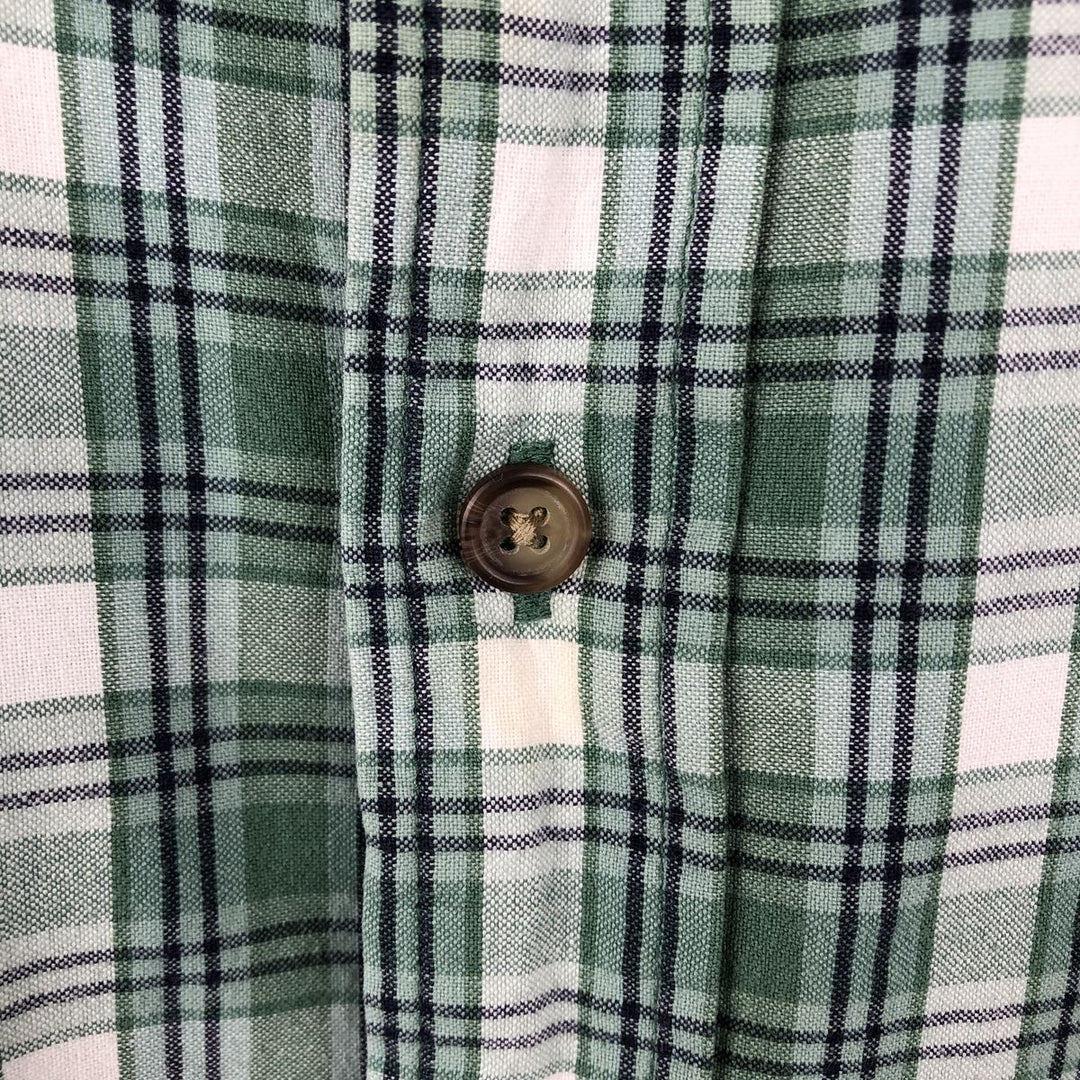 90s-00'S Eddie Bauer short sleeve button down check shirt men's XL size vintage cotton green type Vintage Second Hand