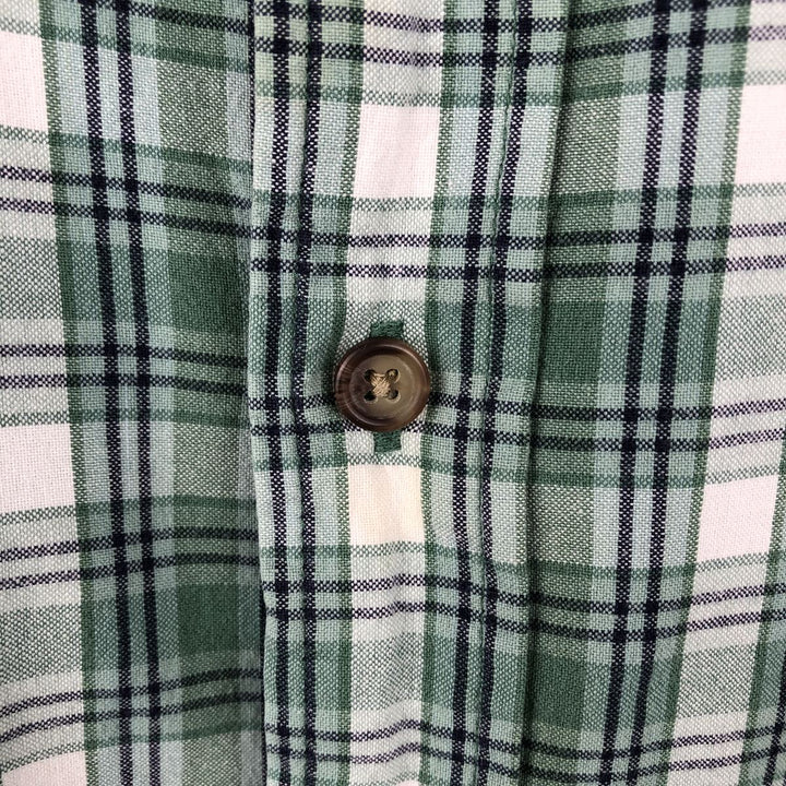 90s-00'S Eddie Bauer short sleeve button down check shirt men's XL size vintage cotton green type Vintage Second Hand