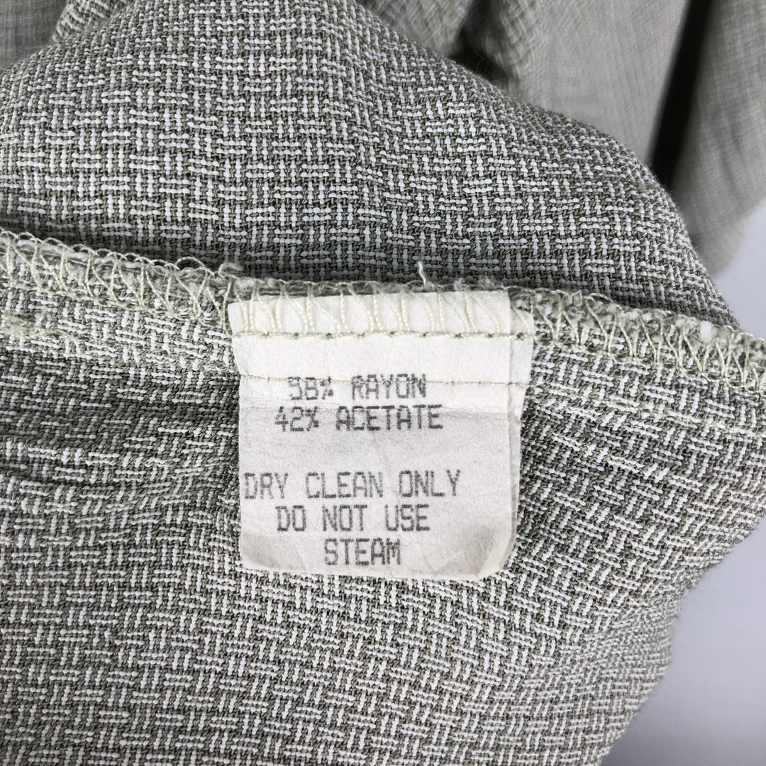 BACHRACH Short-Sleeve Open Collar Acetate x Rayon Box Shirt, Made in USA, Men's Size L (approx.) Rayon Khaki type sage green Vintage Second Hand