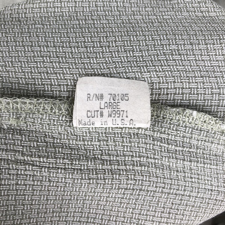 BACHRACH Short-Sleeve Open Collar Acetate x Rayon Box Shirt, Made in USA, Men's Size L (approx.) Rayon Khaki type sage green Vintage Second Hand