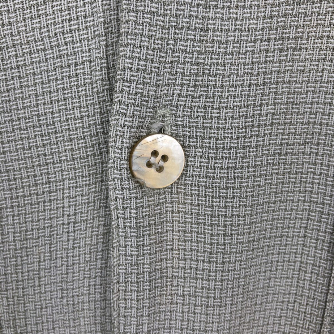 BACHRACH Short-Sleeve Open Collar Acetate x Rayon Box Shirt, Made in USA, Men's Size L (approx.) Rayon Khaki type sage green Vintage Second Hand
