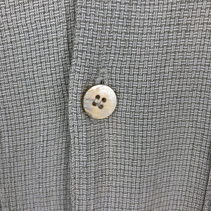 BACHRACH Short-Sleeve Open Collar Acetate x Rayon Box Shirt, Made in USA, Men's Size L (approx.) Rayon Khaki type sage green Vintage Second Hand
