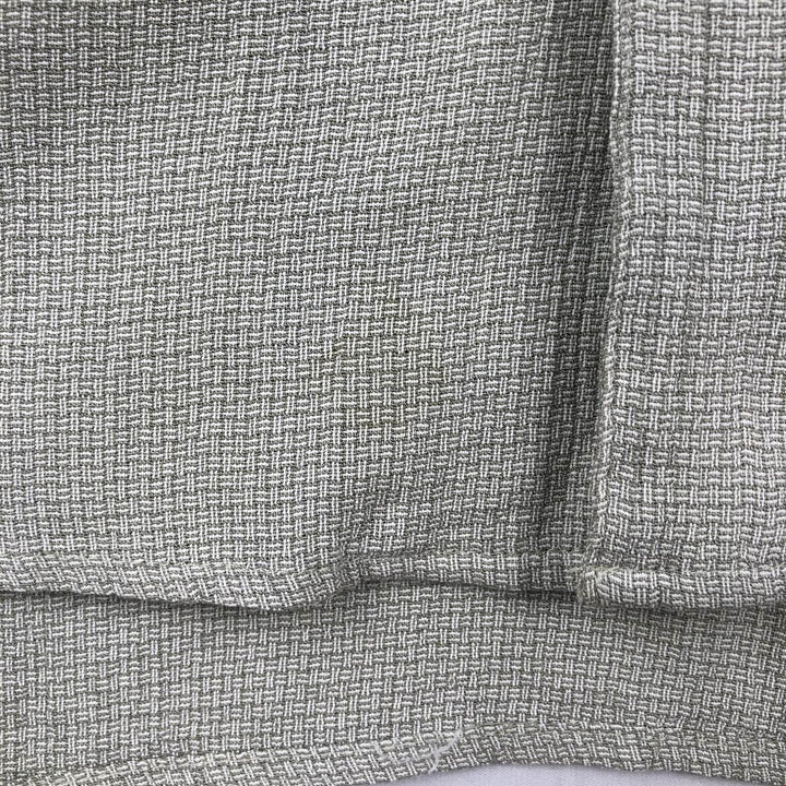 BACHRACH Short-Sleeve Open Collar Acetate x Rayon Box Shirt, Made in USA, Men's Size L (approx.) Rayon Khaki type sage green Vintage Second Hand
