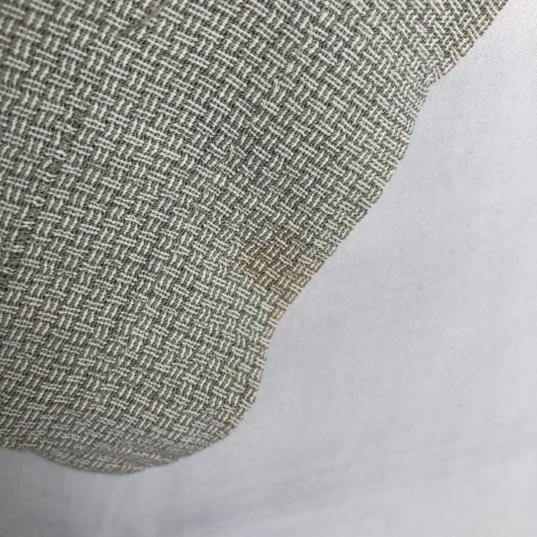 BACHRACH Short-Sleeve Open Collar Acetate x Rayon Box Shirt, Made in USA, Men's Size L (approx.) Rayon Khaki type sage green Vintage Second Hand