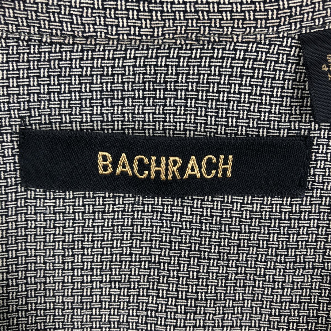 BACHRACH Short-Sleeve Open Collar Acetate x Rayon Shirt, Boxy Shirt, Made in USA, Men's Size XL (approx.) Rayon black type Vintage Second Hand