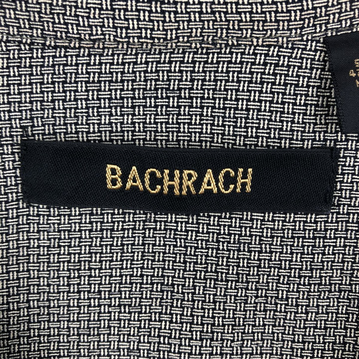BACHRACH Short-Sleeve Open Collar Acetate x Rayon Shirt, Boxy Shirt, Made in USA, Men's Size XL (approx.) Rayon black type Vintage Second Hand
