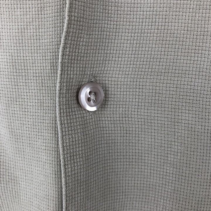 Perry Ellis Short Sleeve Open Collar Silk Shirt Box Shirt Men's XL silk Khaki type beige Vintage Second Hand