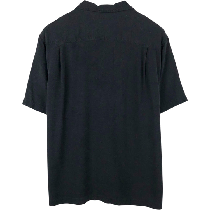 Tommy Bahama short sleeve open collar silk shirt, box shirt, men's XL size silk black type Vintage Second Hand