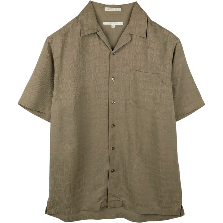 Perry Ellis PERRY ELLIS Short Sleeve Open Collar Silk Shirt Box Shirt Men's M silk Beige type Vintage Second Hand