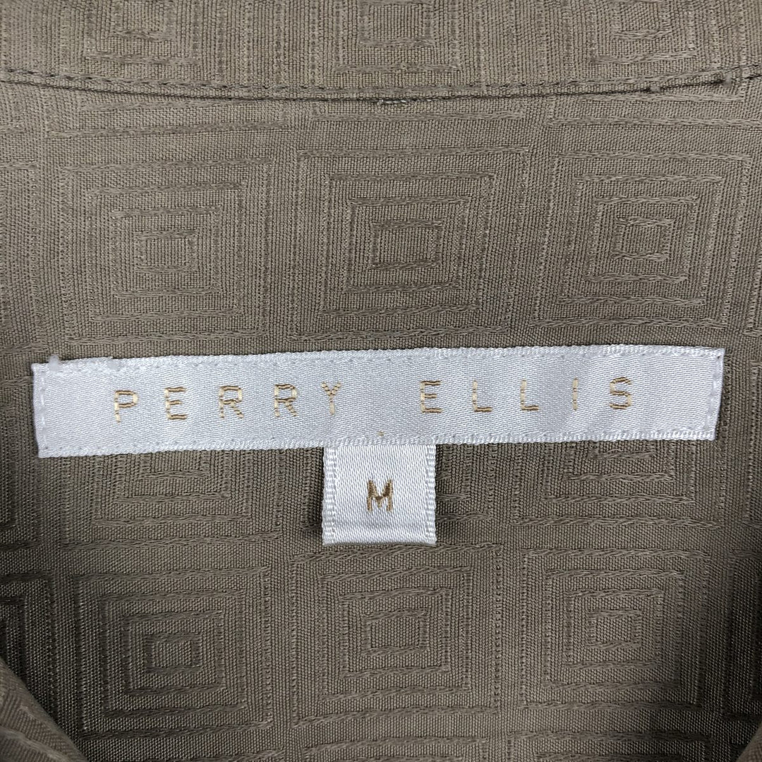 Perry Ellis PERRY ELLIS Short Sleeve Open Collar Silk Shirt Box Shirt Men's M silk Beige type Vintage Second Hand