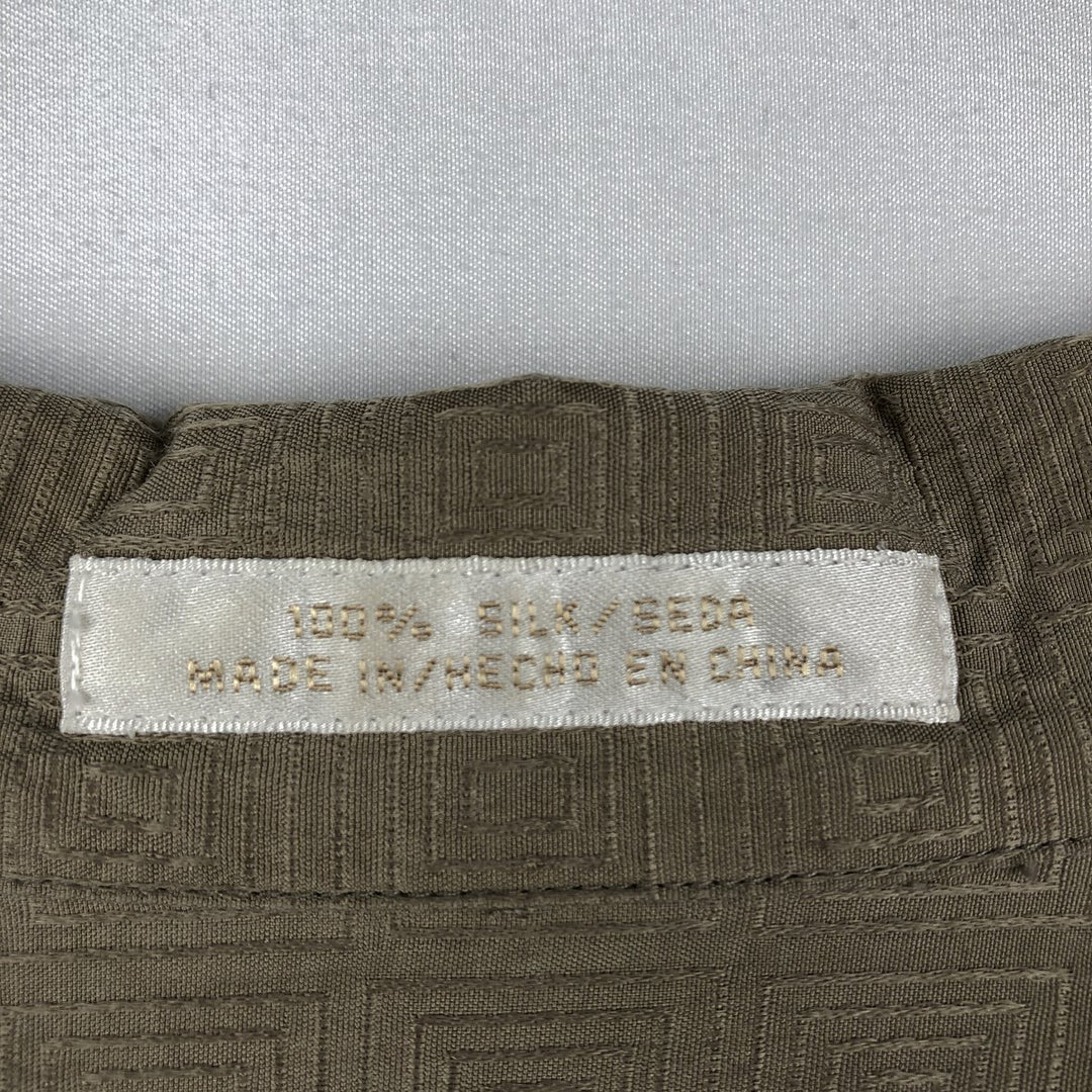 Perry Ellis PERRY ELLIS Short Sleeve Open Collar Silk Shirt Box Shirt Men's M silk Beige type Vintage Second Hand