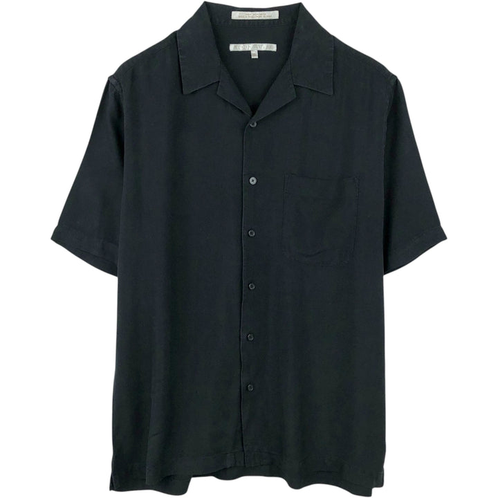 Perry Ellis PERRY ELLIS Short Sleeve Open Collar Silk Shirt Box Shirt Men's M silk black type Vintage Second Hand