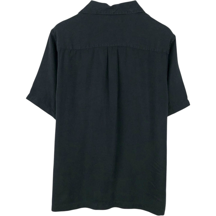 Perry Ellis PERRY ELLIS Short Sleeve Open Collar Silk Shirt Box Shirt Men's M silk black type Vintage Second Hand
