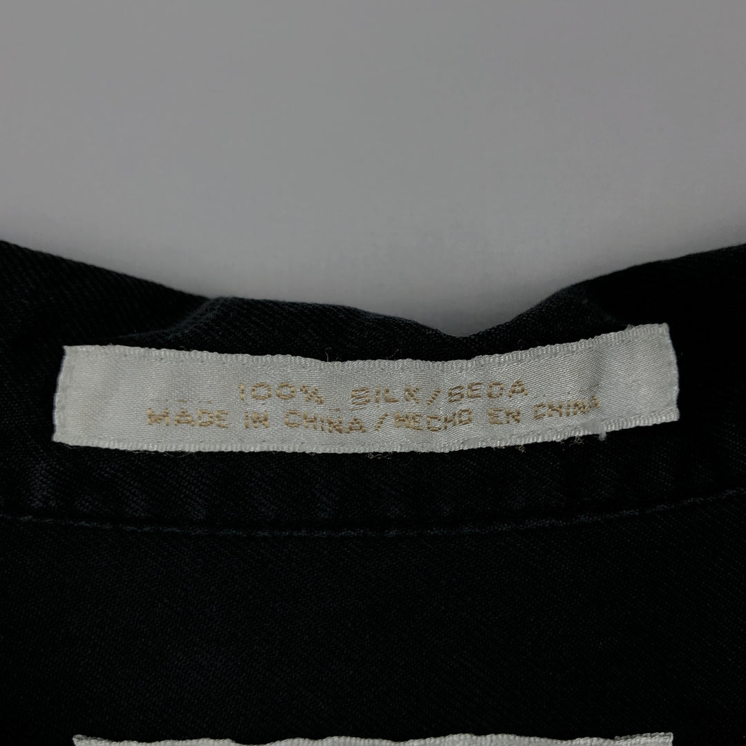 Perry Ellis PERRY ELLIS Short Sleeve Open Collar Silk Shirt Box Shirt Men's M silk black type Vintage Second Hand