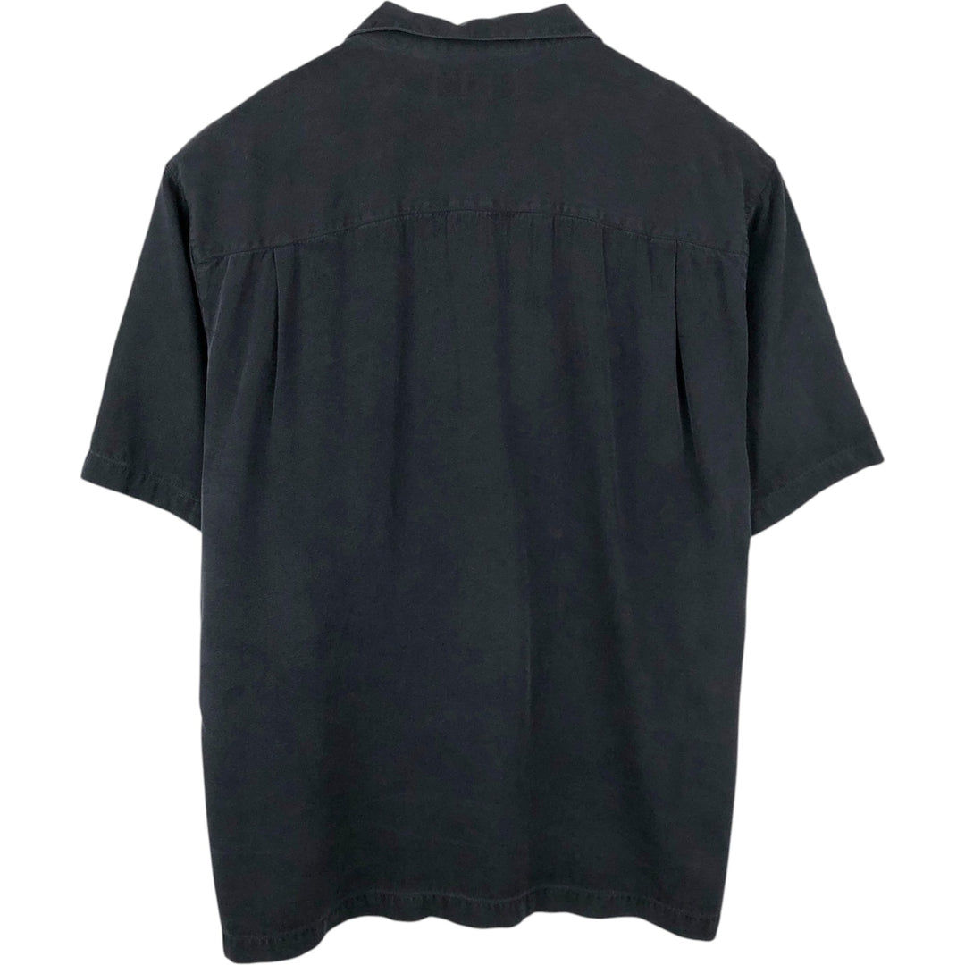 Tommy Bahama short sleeve open collar silk shirt, box shirt, men's XL size silk black type Vintage Second Hand