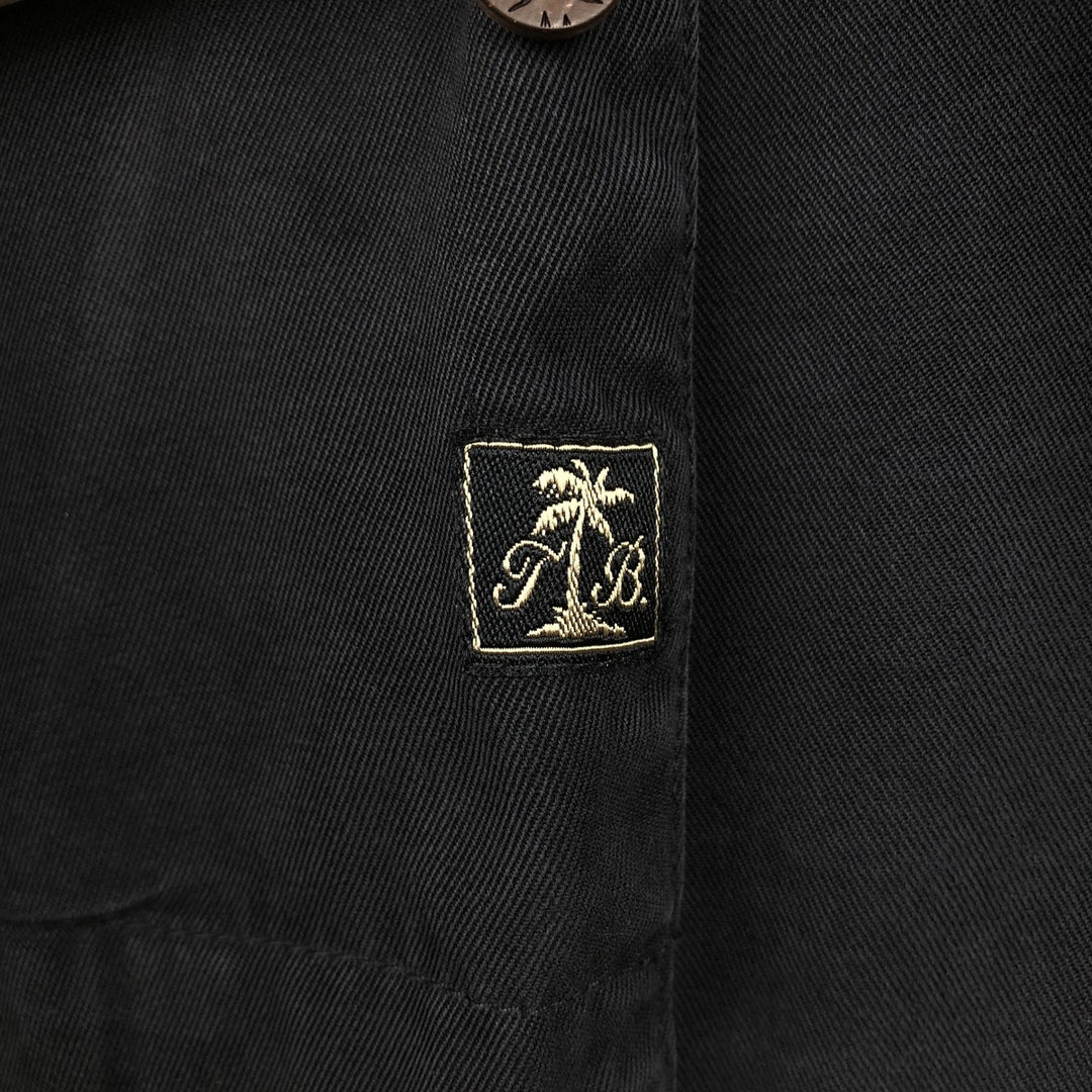 Tommy Bahama short sleeve open collar silk shirt, box shirt, men's XL size silk black type Vintage Second Hand