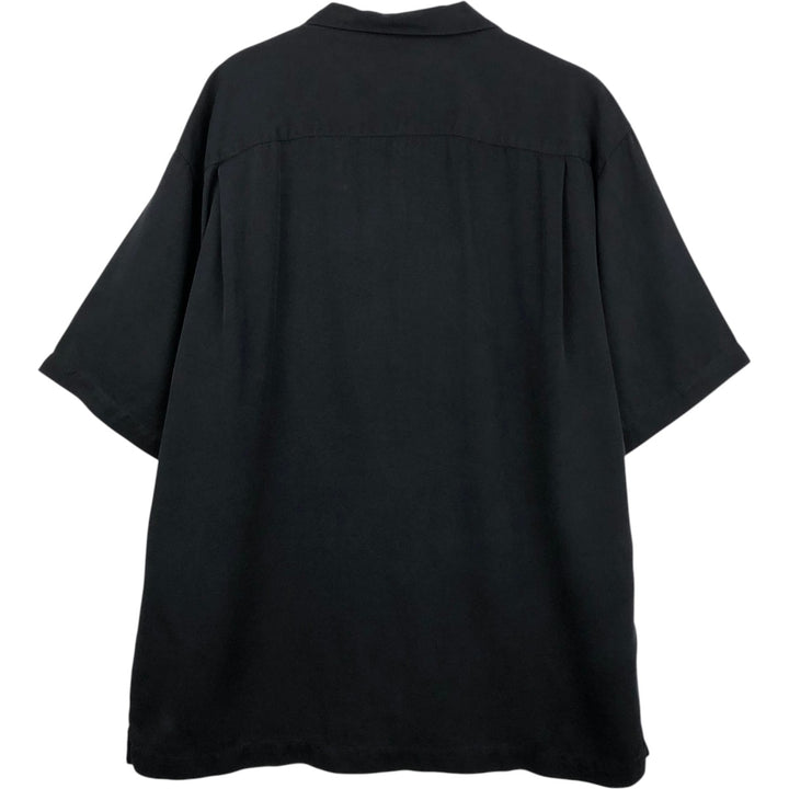 Tommy Bahama Relax Short-Sleeve Open-Collar Silk Shirt, Boxy Fit, Men's Size L (approx.) silk black type Vintage Second Hand