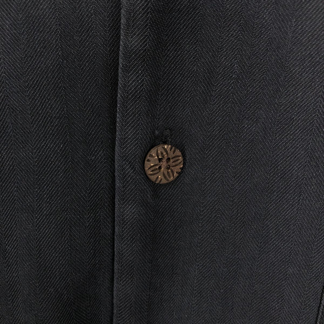 Tommy Bahama herringbone short-sleeved open-collar silk shirt, boxy fit, men's size M. silk black type Vintage Second Hand