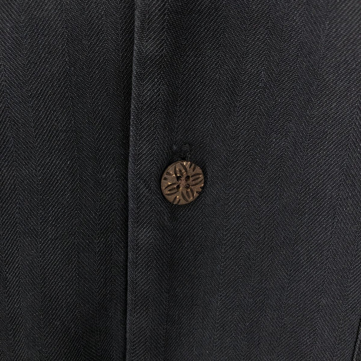 Tommy Bahama herringbone short-sleeved open-collar silk shirt, boxy fit, men's size M. silk black type Vintage Second Hand