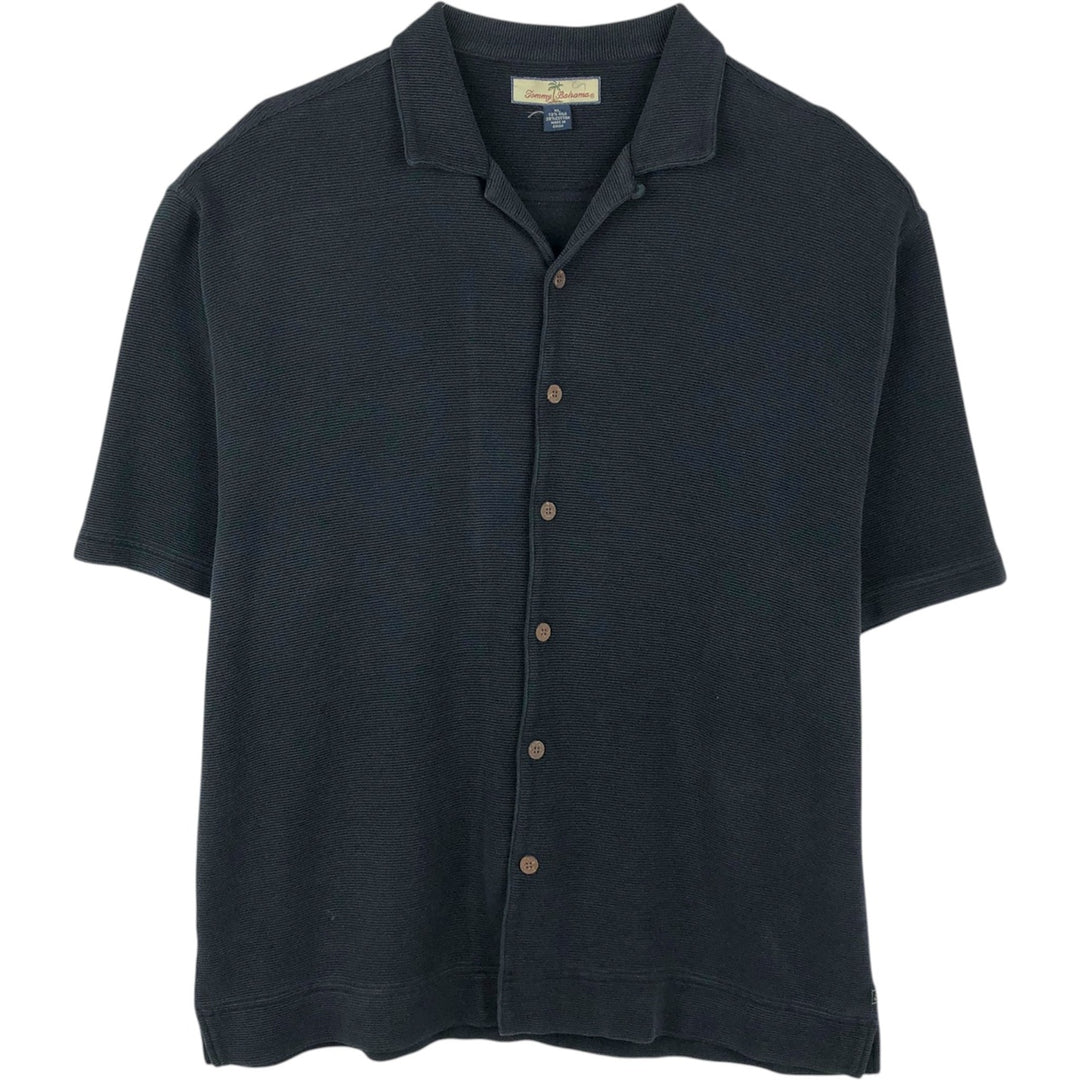 Tommy Bahama short sleeve open collar silk shirt, box shirt, men's XL size silk black type Vintage Second Hand