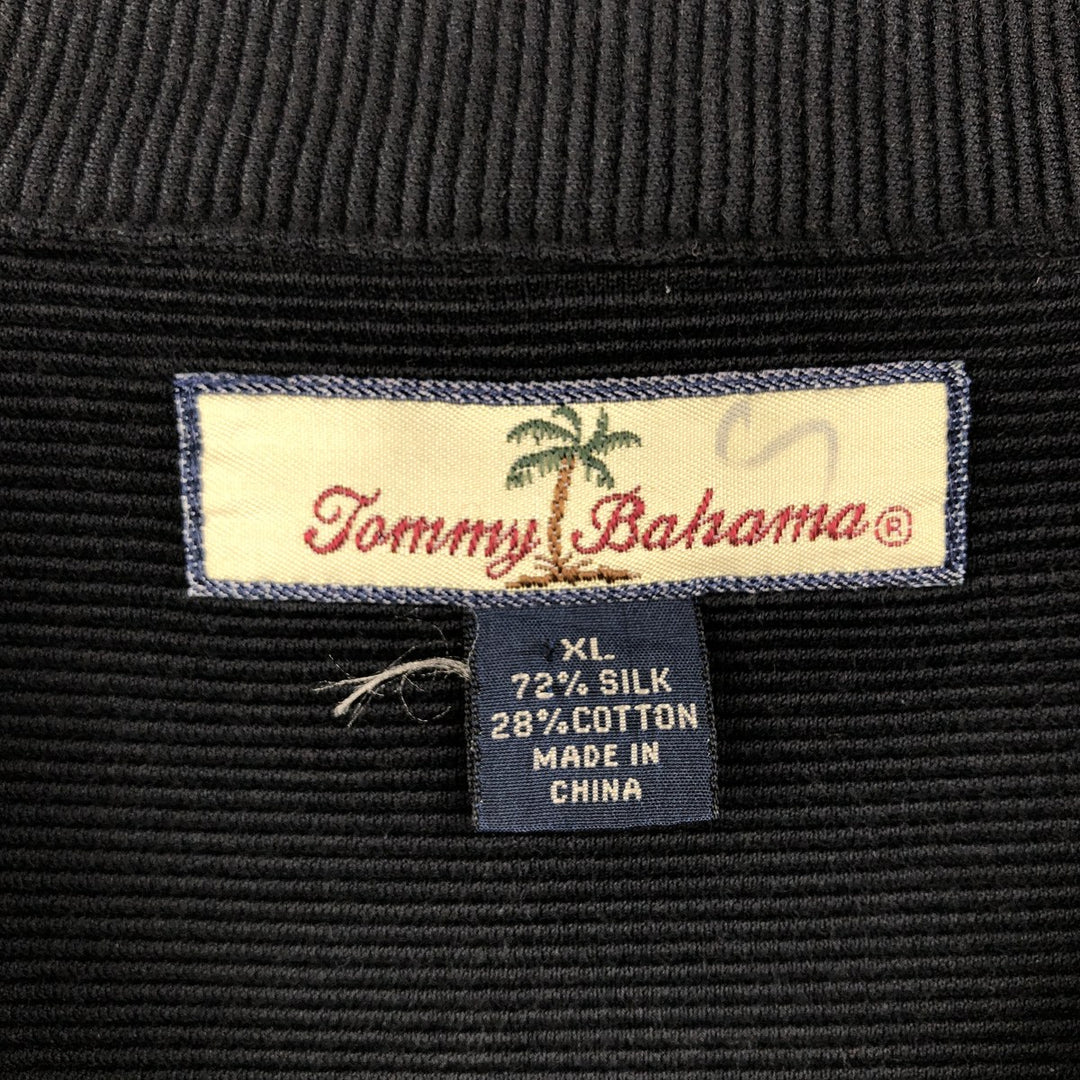 Tommy Bahama short sleeve open collar silk shirt, box shirt, men's XL size silk black type Vintage Second Hand