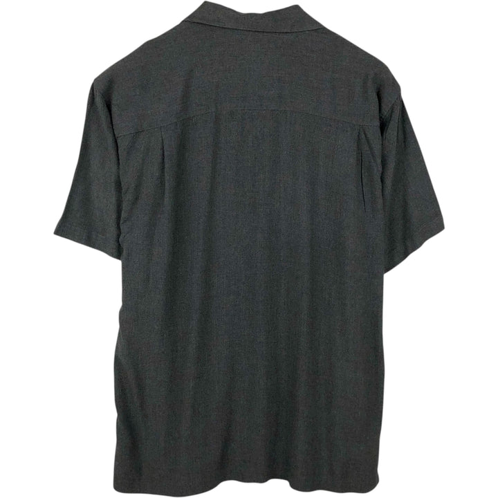 MERONA Short-Sleeve Open-Collar Shirt, Boxy Shirt, Men's Size M (approx.) Viscose rayon Charcoal Vintage Second Hand