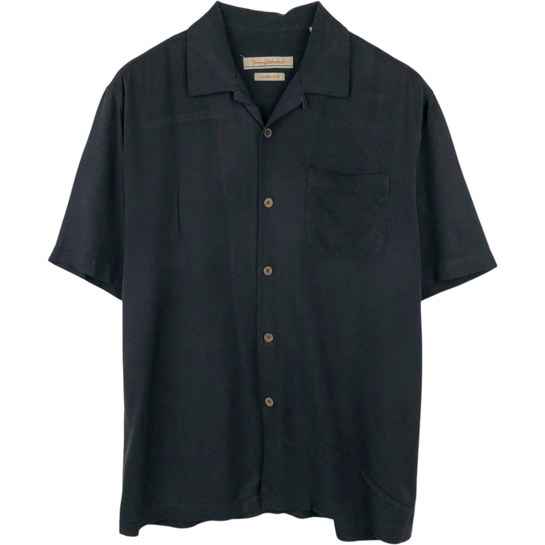 Tommy Bahama Original Fit Short-Sleeve Open-Collar Silk Shirt, Boxy Fit, Men's Size M (approx.) silk black type Vintage Second Hand