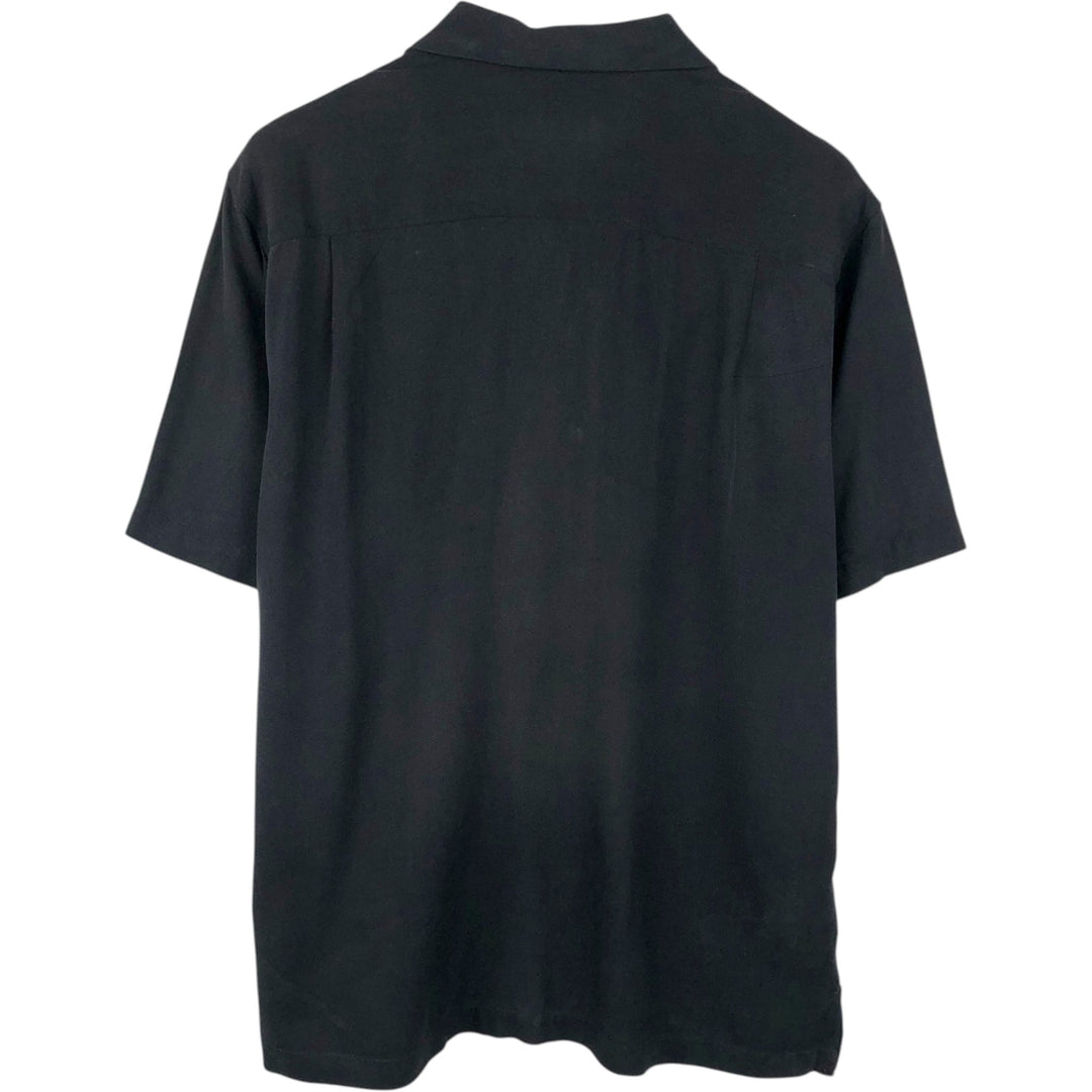 Tommy Bahama Original Fit Short-Sleeve Open-Collar Silk Shirt, Boxy Fit, Men's Size M (approx.) silk black type Vintage Second Hand