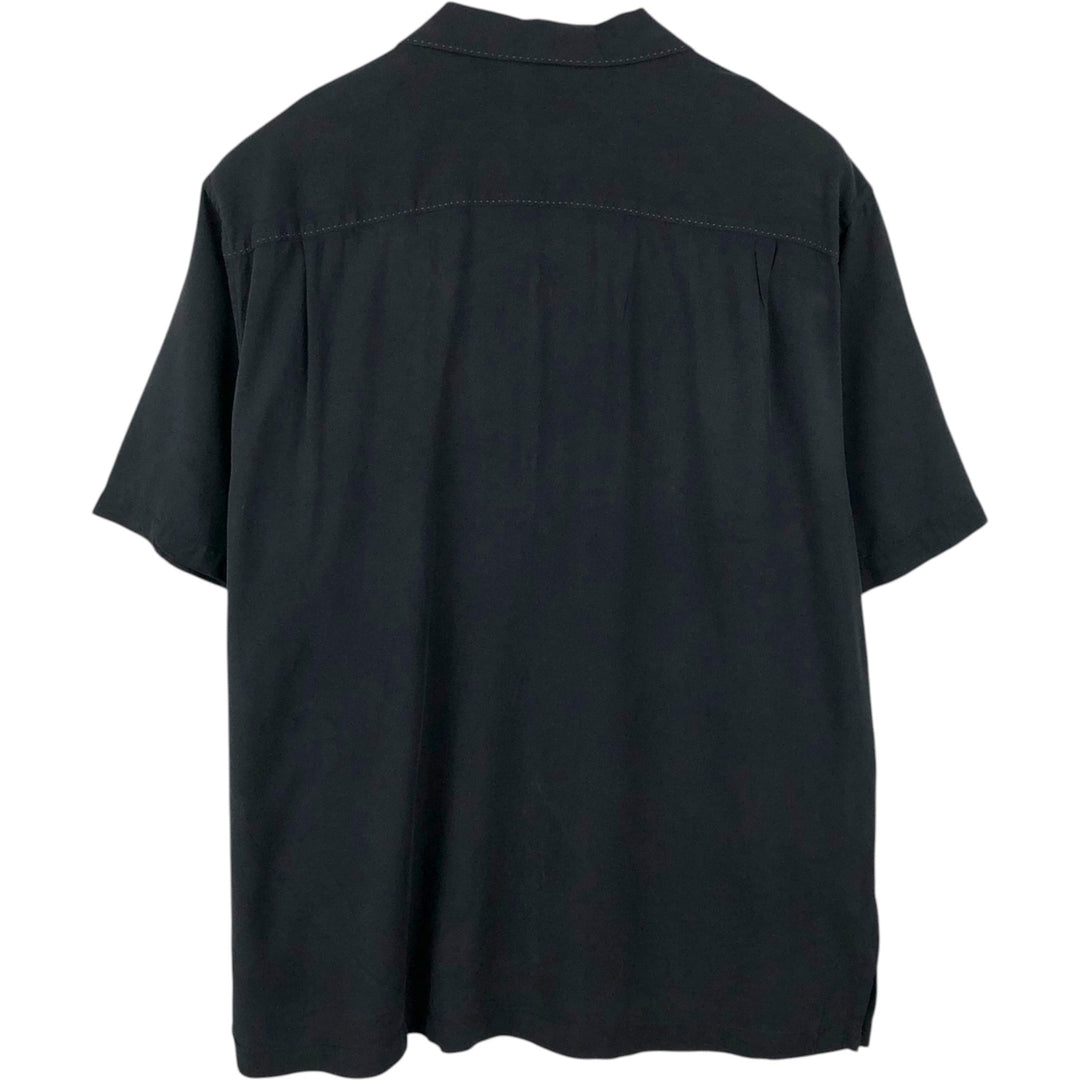 Tommy Bahama Original Fit Short-Sleeve Open-Collar Silk Shirt, Boxy Fit, Men's Size M (approx.) silk black type Vintage Second Hand