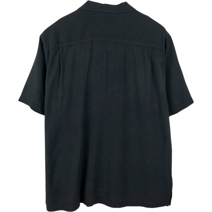 Tommy Bahama Original Fit Short-Sleeve Open-Collar Silk Shirt, Boxy Fit, Men's Size M (approx.) silk black type Vintage Second Hand