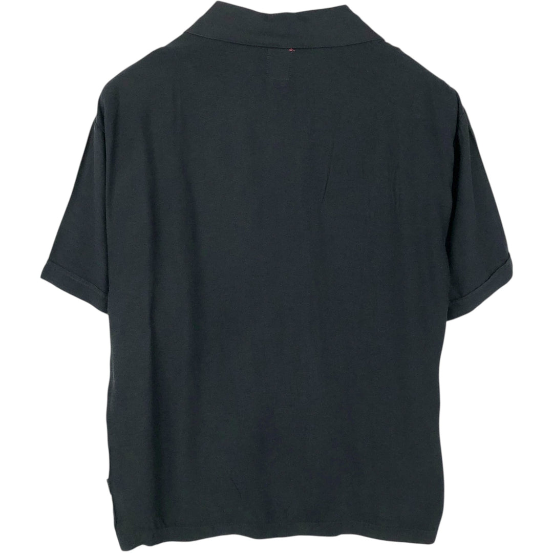 BC ETHIC TONIC CLOTHING Short-Sleeve Open-Collar Rayon Shirt, Boxy Fit, Made in USA, Men's Size XL (approx.) acetate black type Vintage Second Hand