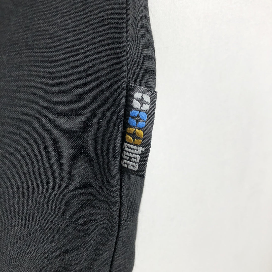 BC ETHIC TONIC CLOTHING Short-Sleeve Open-Collar Rayon Shirt, Boxy Fit, Made in USA, Men's Size XL (approx.) acetate black type Vintage Second Hand